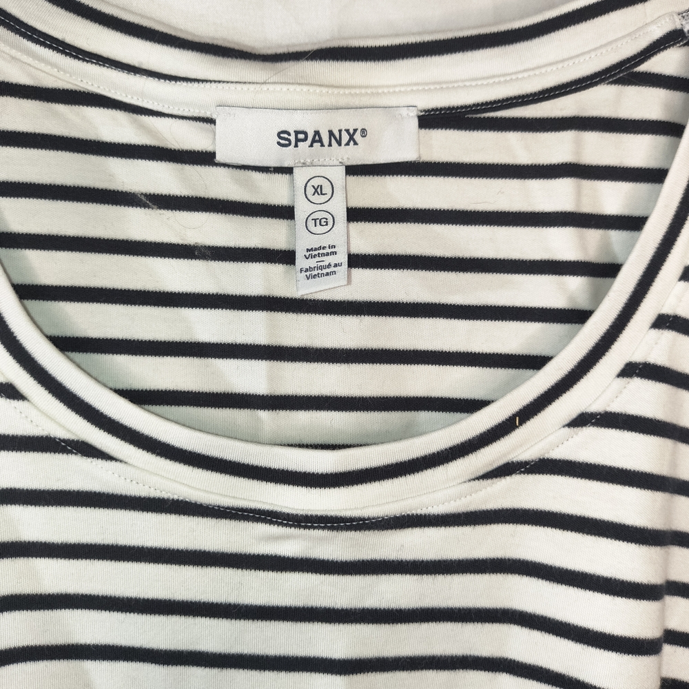 SPANX Black & White Striped Scoop Neck Tank - Picture 4 of 5